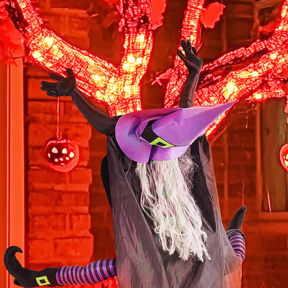 läskig halloween dekoration 170cm flygande häxa figur för fester – enkel installation, hållbar stålkonstruktion