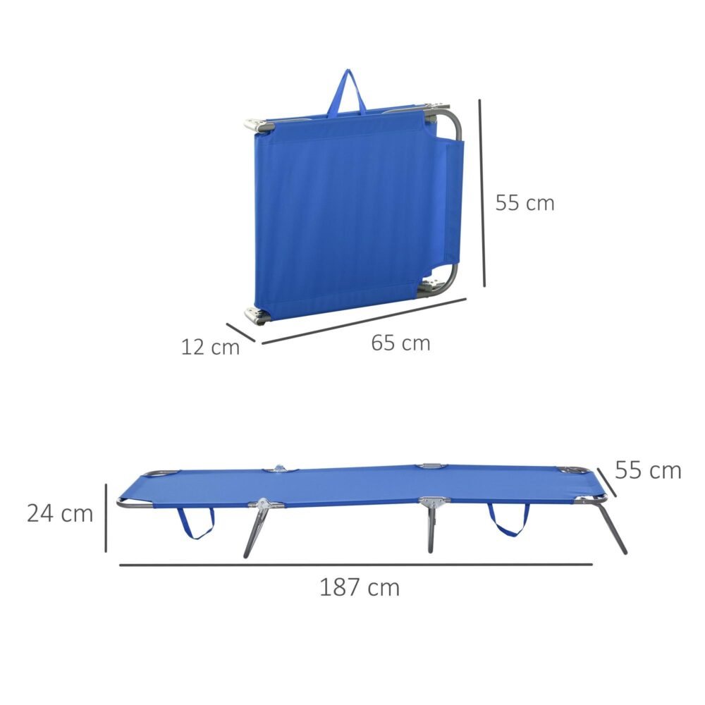 Hopfällbar solstol med justerbart ryggstöd – Oxford Blue, lätt och hållbar design för utomhuskomfort