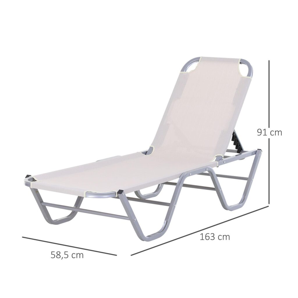5-vägs justerbar strandstol i textil i aluminium med ultimat komfort för obegränsad avkoppling