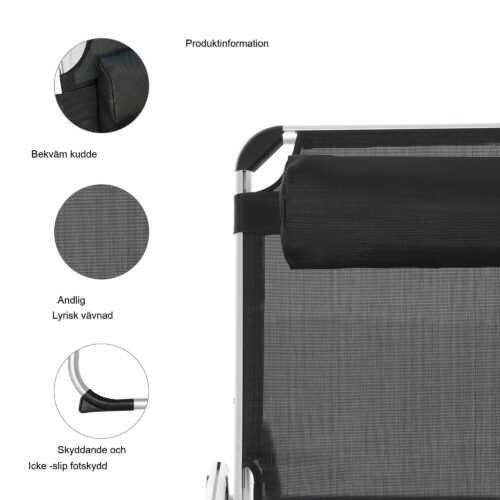 Justerbar trädgårdsstol med 5-vägs lutning – vik och förvara design | Ergonomisk solsäng i mesh för avkoppling utomhus