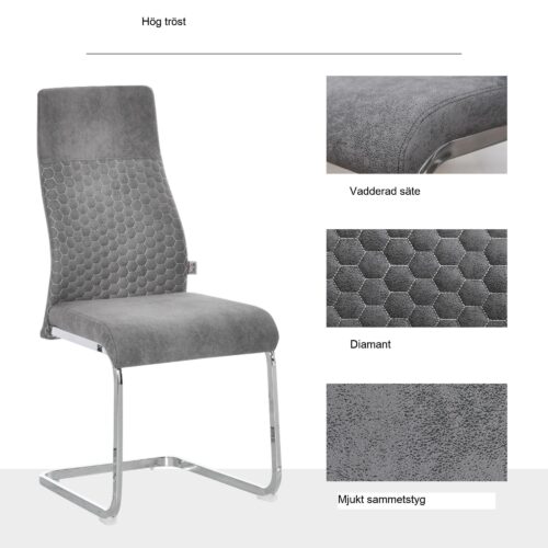 Moderna 4-delade matstolar set med Velvet-Touch grå stålram | Hög komfort och robust design för matsal eller kök