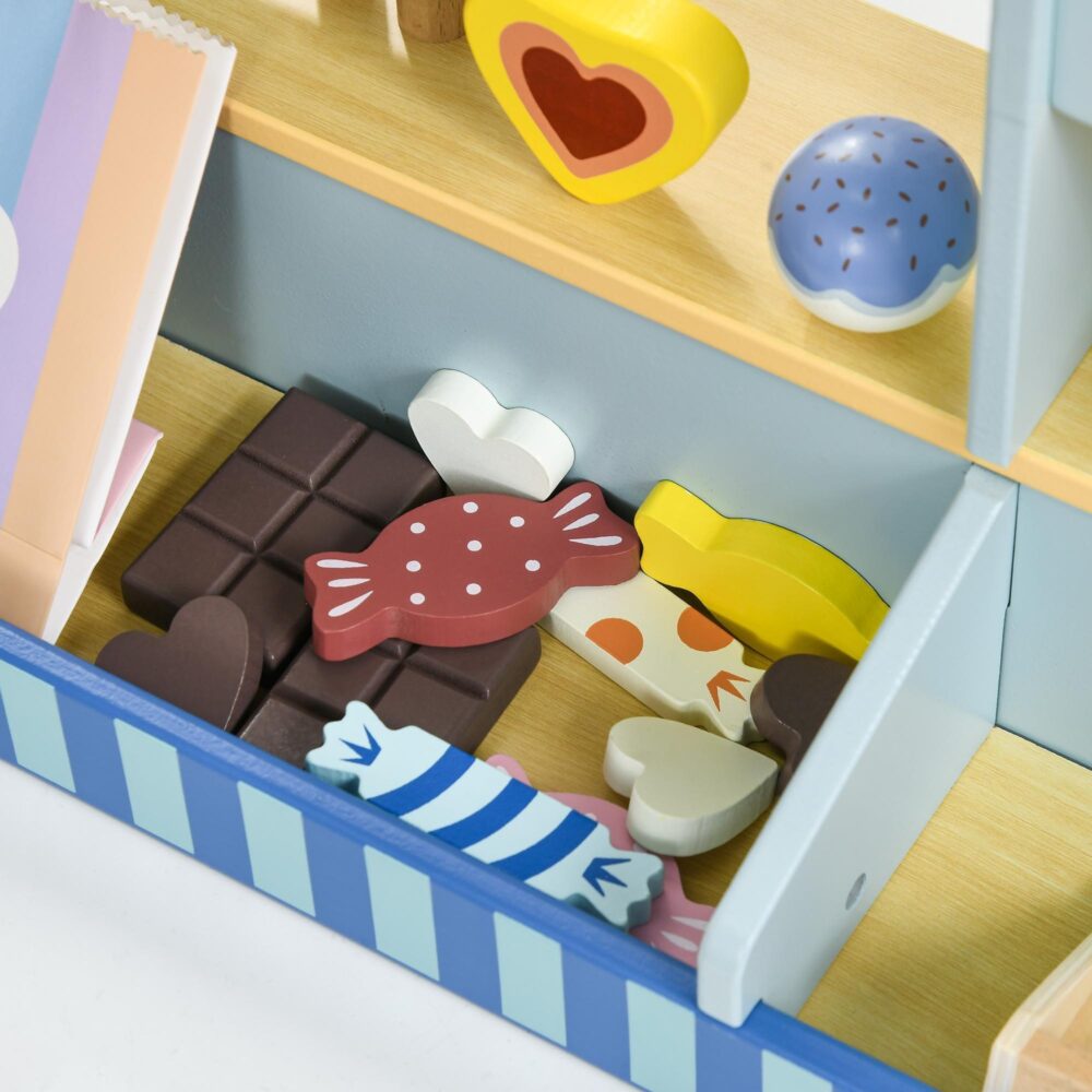 Glassbutik Träleksak för barn med tillbehör för fantasifull lek – Pedagogisk och säker materialgåva för 2-5-åringar