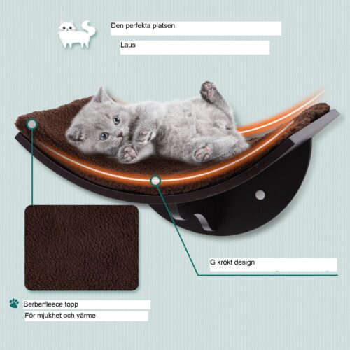 Mysig väggmonterad kattsäng med plyschbädd – sparar golvyta och böjd design för säkerhet | Enkel montering, slitstarkt MDF-material (41x28x21cm)