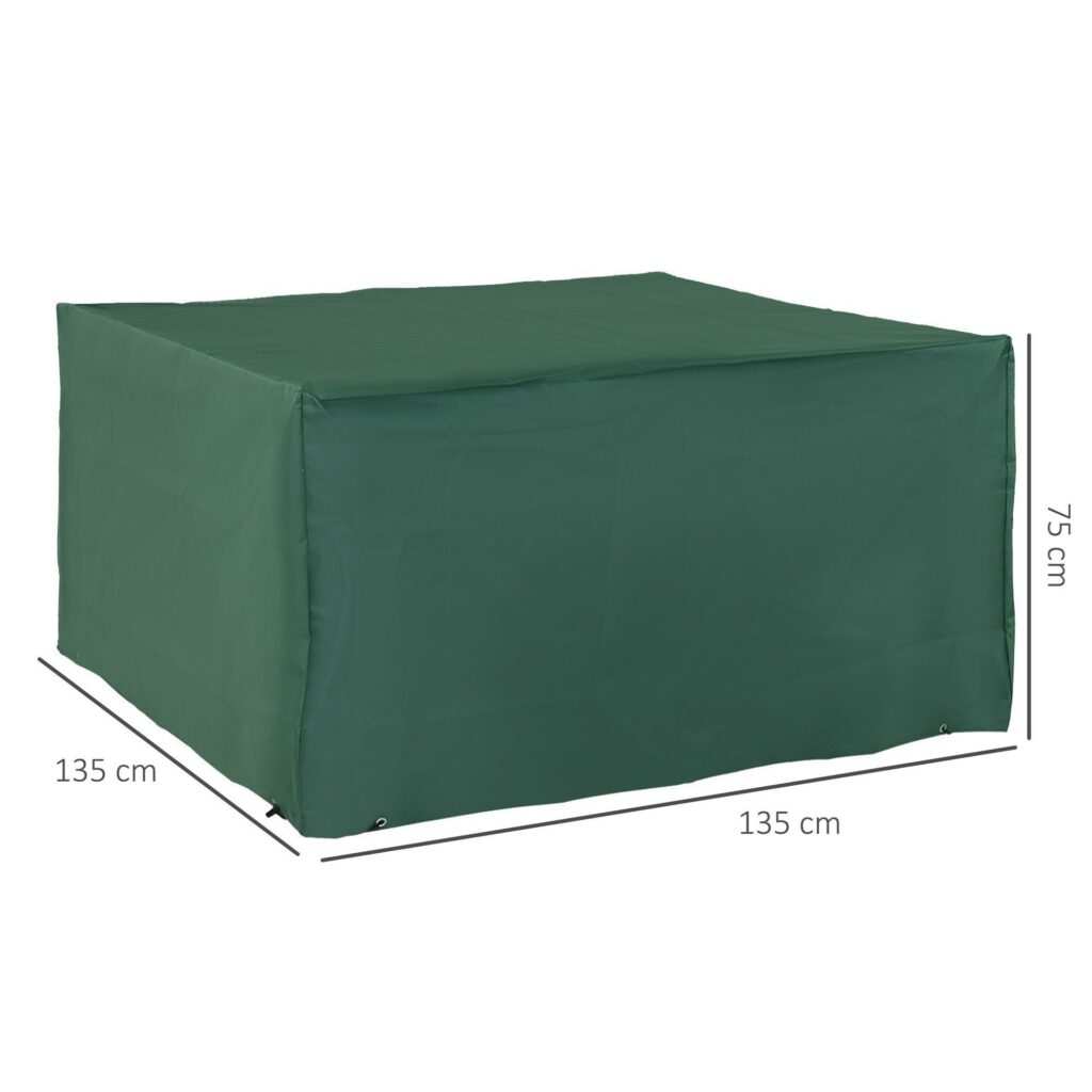 Väderbeständigt skyddsöverdrag för trädgårdsmöbler (600D Oxford Fabric) - UV-beständigt och vattentätt, säkrat med 8 öljetter och snöre | Passar 135x135x75 cm Mått