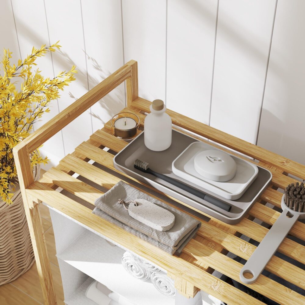 Tvättkorg med 4 fack och utdragbara påsar | Luktfri design (bambuvit)