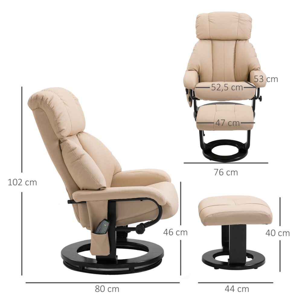 Fällbar massagestol med pall | 10-punkts vibrationsterapi och ergonomisk design