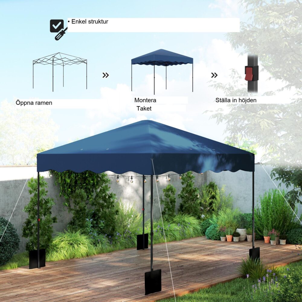 Pop-up vikbar paviljong med UV-skydd 50+, vattenavvisande design, enkel montering och maximal stabilitet för utomhusevenemang