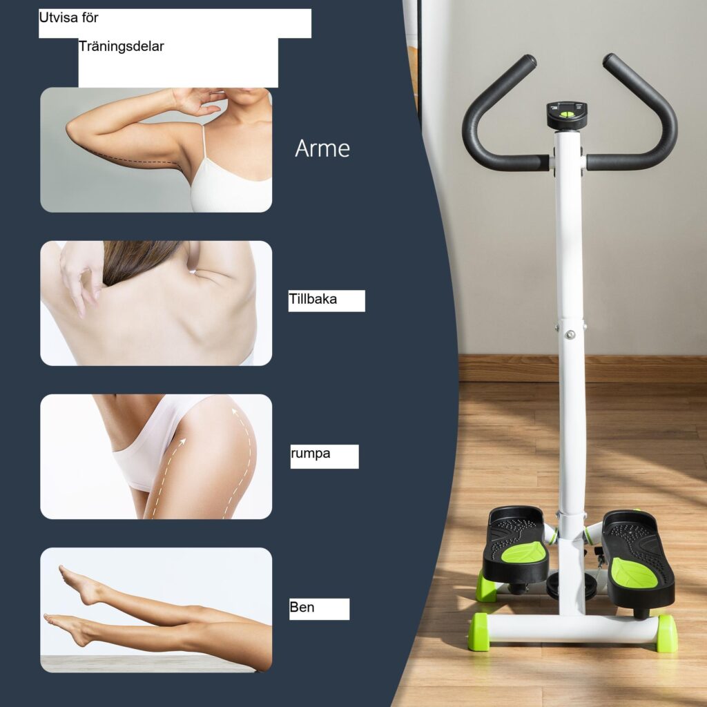 Ledvänlig Stepper Fitness Swing med LCD-skärm, säkra halkfria pedaler och platsbesparande design - Maximal lastkapacitet 100 kg