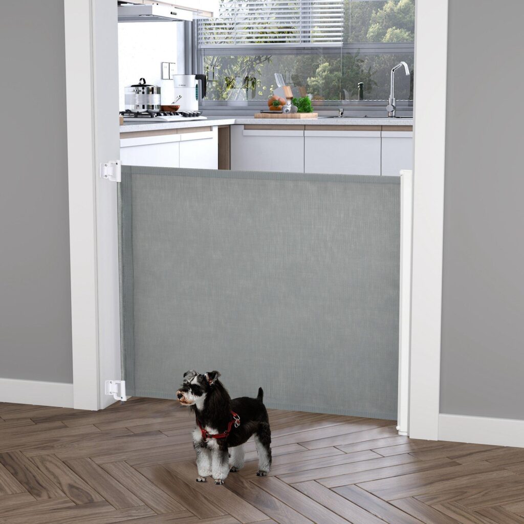 Utdragbar Dog Safety Partition Gate - Enkel enhandsfjärrkontroll för trappor, dörrar och mer