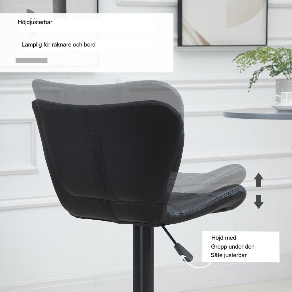 Retro Design Bar Chair Set of 2 - Höjdjusterbar för komfort och stil med stabil metallbas
