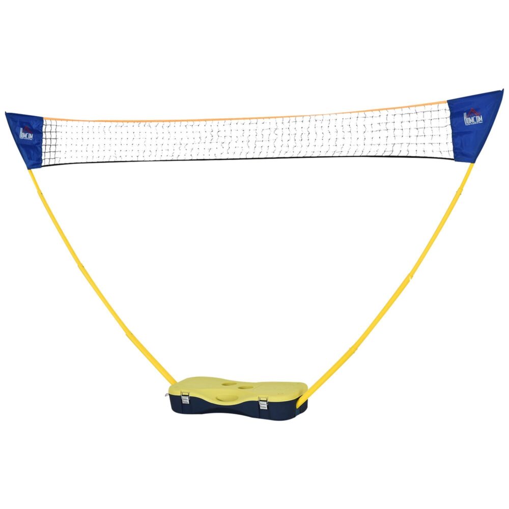 Badmintonnät med Stativ – Hopfällbart och Bärbart | Innehåller 4 racketar, fjäderbollar och fodral