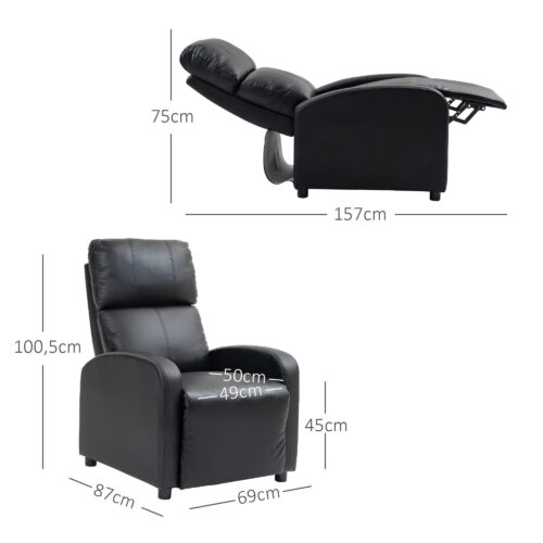 Ergonomisk svart fåtölj i konstläder med 8 cm stoppning för hemkomfort