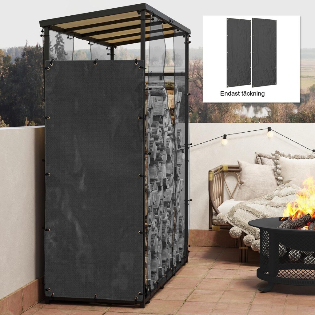 Set med 2 hyllöverdrag för ved - Vattentät och UV-skydd - Perfekt passform för hyllor 62-66D x 185H cm