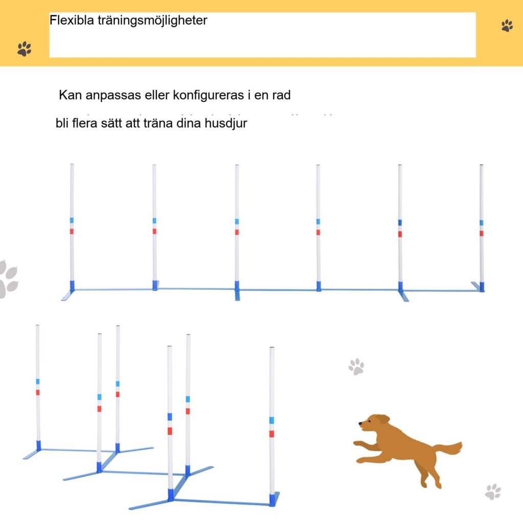 Agilityset för hundslalomstavar för bärbar och flexibel träning - främjar bandet mellan husdjur och ägare