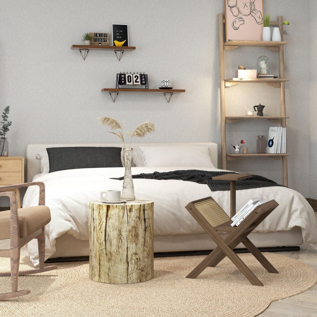 Realistiskt träkornträd stubbdesign Betong sidobord-tungt och multifunktion för hem och trädgård