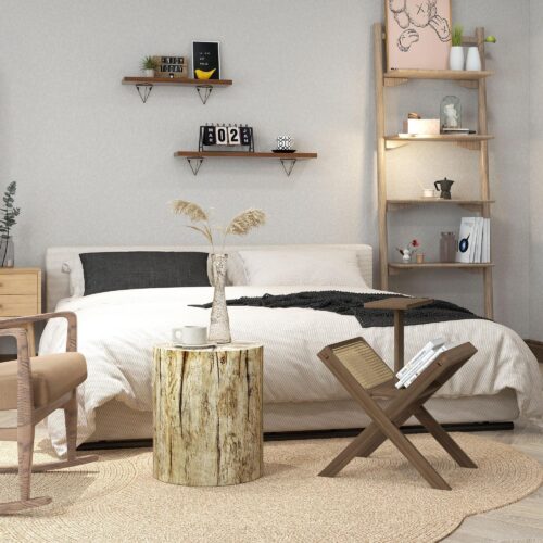 Realistiskt träkornträd stubbdesign Betong sidobord-tungt och multifunktion för hem och trädgård