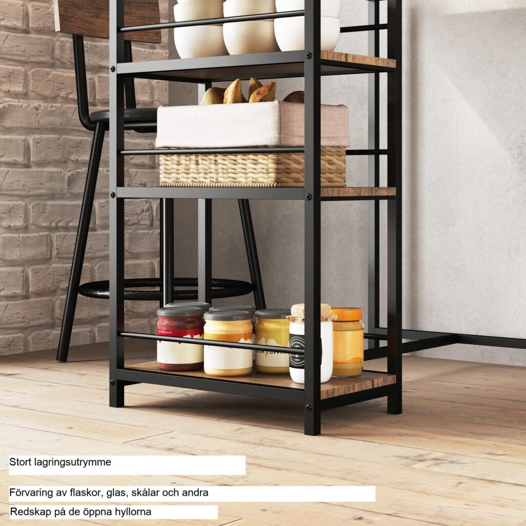 Platsbesparande barbordsset med 3 hyllor och bekväma skumstoppade pallar | Modern design | Konstruktion av stålram
