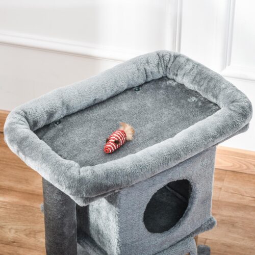 Klösträd Multi-Tier 57H cm med Cat Cave Liggande Plattform Play Ball – Allt-i-ett klösträd för små katter
