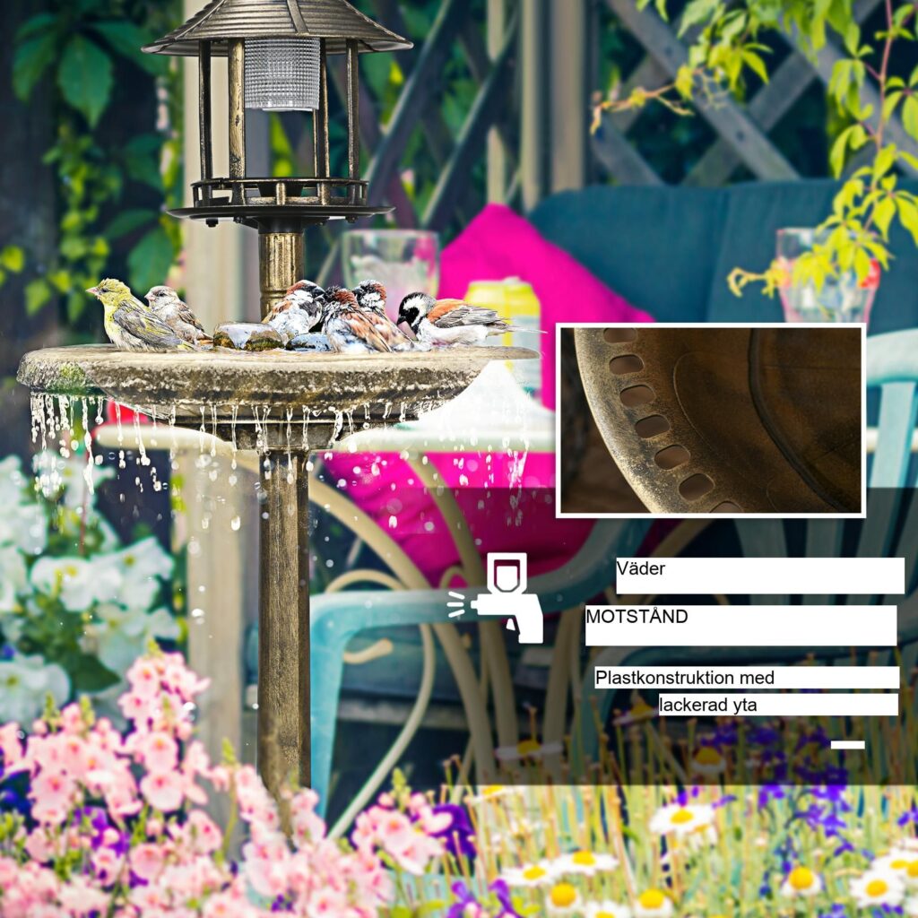 Fågelbad med solljus - Multifunktionell fågelmatare och bad med blombas | Rustik bronsdesign för vilda fåglar