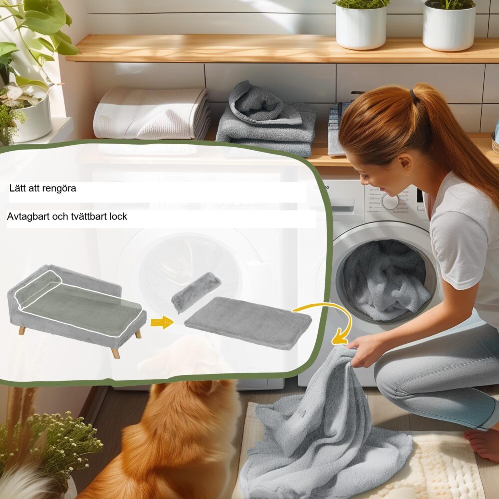 Hundsoffa för medelstora hundar – Lyxig plyschsäng med avtagbart och tvättbart kuddfodral, upphöjd design för extra mysighet, lämplig för hundar upp till 20 kg | Mjuk, hållbar, lätt att rengöra