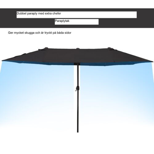 Dubbel parasoll trädgårdsskärm med handvev – Extra stort svart paraply, 460x270x240 cm, hög stabilitet och enkel installation