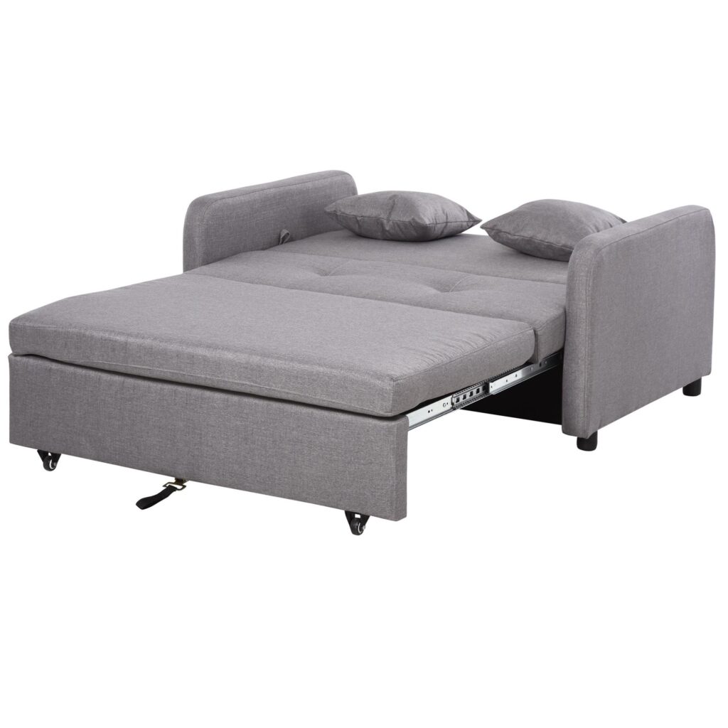 Bäddsoffa med sovfunktion | 2-sits multifunktionell soffa med dold förvaring och hjul