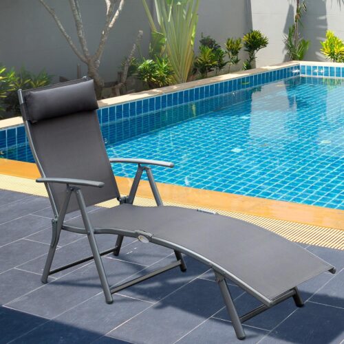Garden Lounger Deck Chair – Justerbart ryggstöd och hopfällbar design för utomhuskomfort med dyna