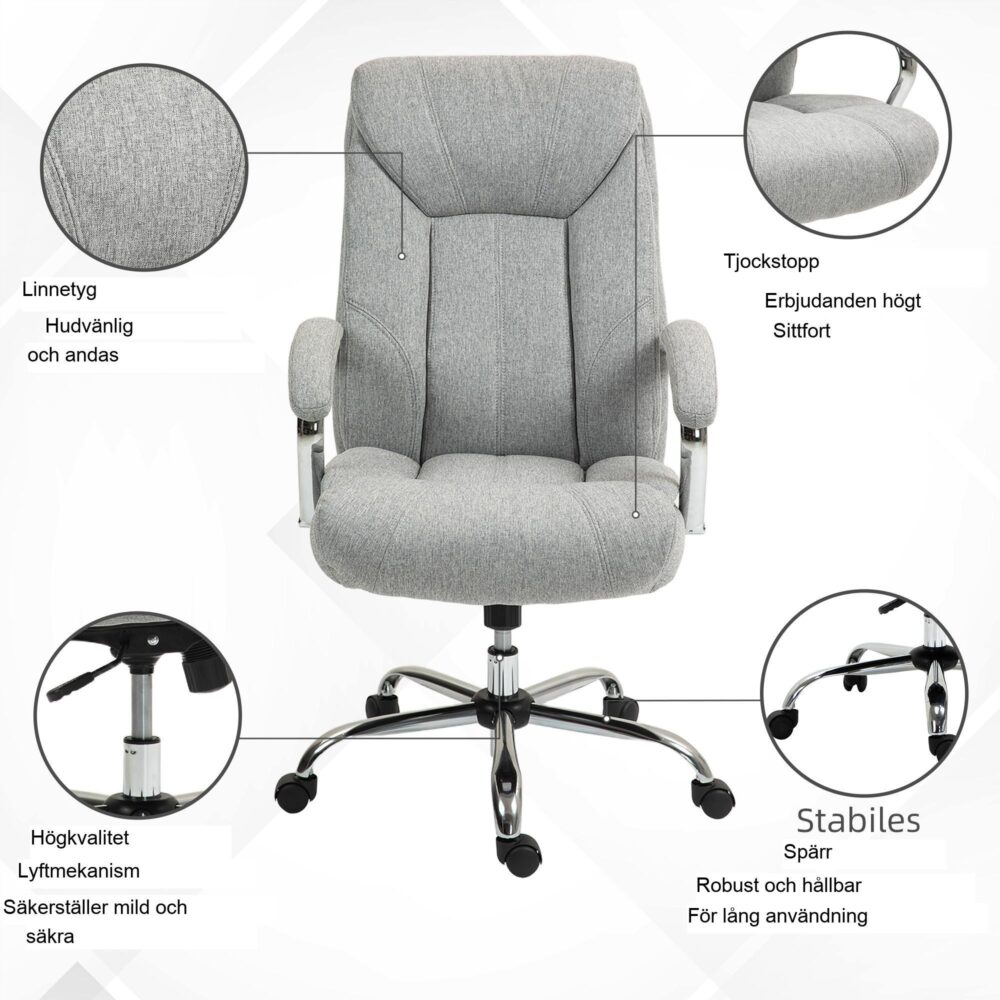 Ergonomisk kontorsstol med gungfunktion – justerbar höjd, snurrbar design och tyg som andas | 65x78x110-118cm