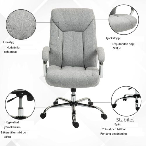 Ergonomisk kontorsstol med gungfunktion – justerbar höjd, snurrbar design och tyg som andas | 65x78x110-118cm