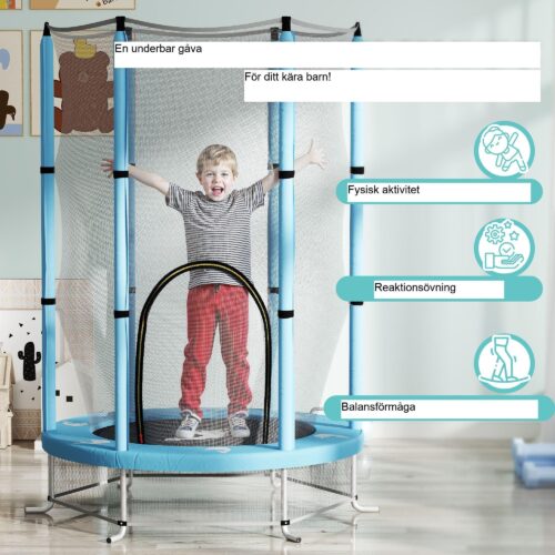 Barn trampolin 140 cm diameter – superhoppande kul med 360 ° säkerhetsnät och dragkedja dörr åtkomst – idealisk för åldrarna 3-6 år