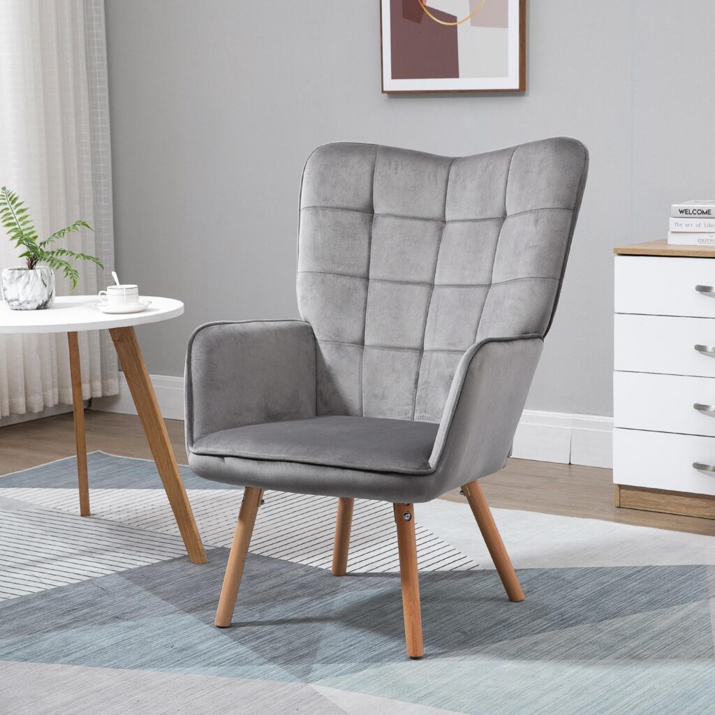Modern sammetslen polyester matstol med armstöd och ryggstöd, bekväm sits och hög ryggdesign, robusta ben i bokträ