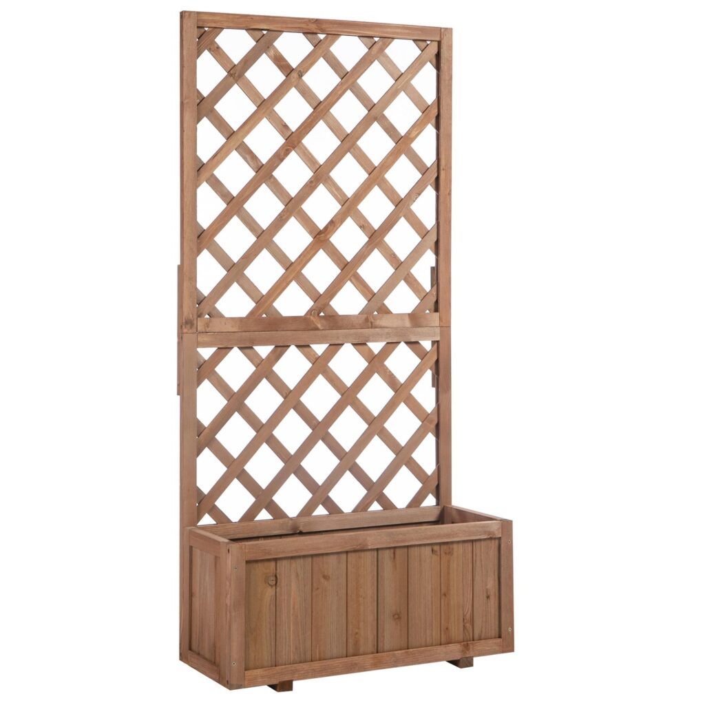 Anpassningsbar planteringslåda med spaljé - Väderbeständig konstruktion i massivt trä för klättrande växter och blommor | 72.5x31.5x149.5cm