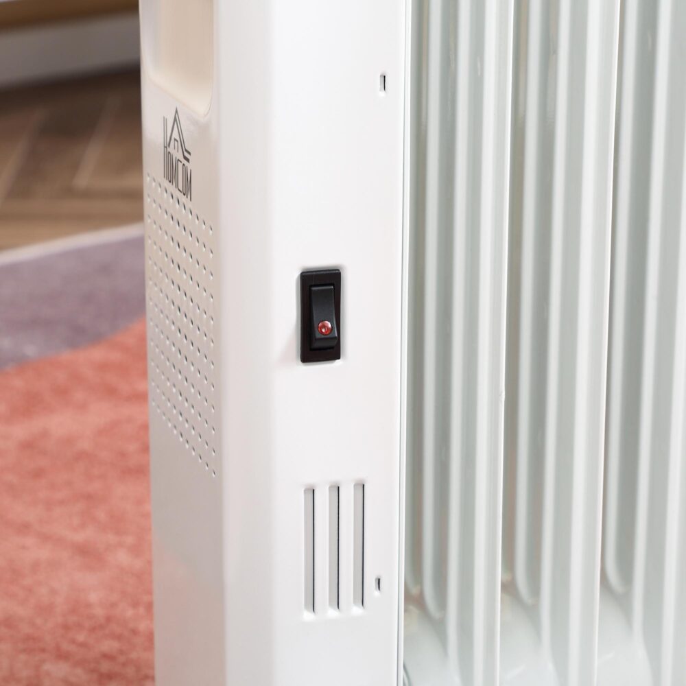 Oljeradiator Elradiator med 3 värmenivåer och 24-timmars timer – viskande tyst drift, bärbar design och säkerhetsfunktioner för effektiv värme