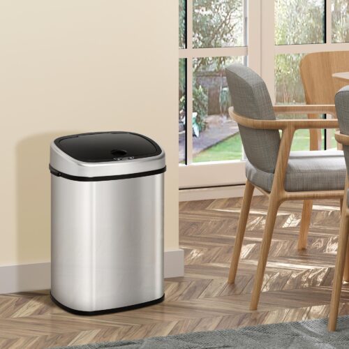 Automatisk kökspapperskorg med infraröd sensor, 48L rostfritt stål design för hygienisk avfallshantering | Hållbar och mångsidig användning i hem och kontor