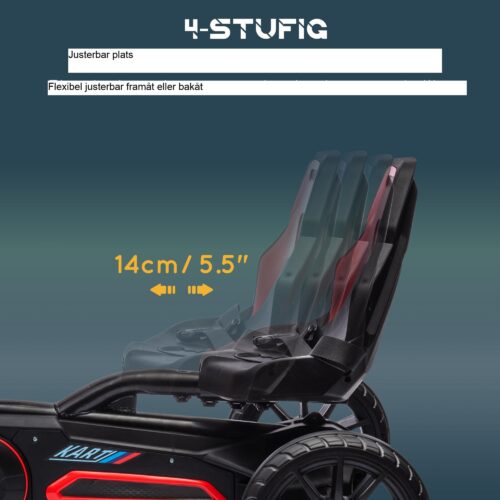 4-vägs justerbar sittplats Pedal Gokart för barn med handbroms för åldrarna 3-8 år | Enkel montering och smidig körupplevelse