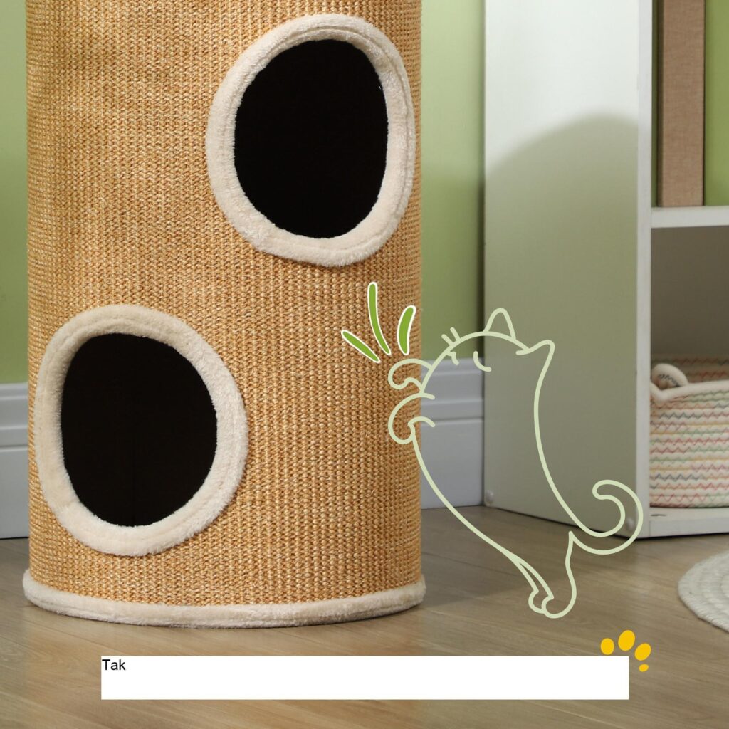 Mysig hållbar klösbräda för katt med lekområde med dubbla lager och sisal klösstolpe - brun design för katter upp till 5 kg