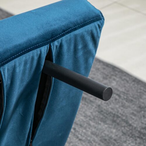 Bäddsoffa Fåtölj med Sängfunktion | Justerbar ryggstöd vilstol, sammetsklädsel, platsbesparande design för små utrymmen, stålramskonstruktion, blå 102x73x81cm