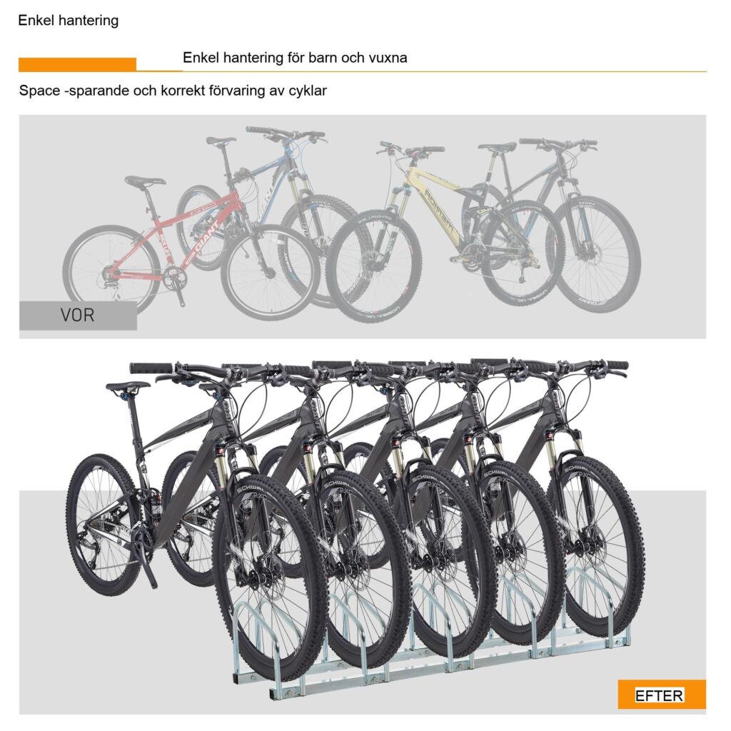 Cykelställ hjulstativ - Rymmer upp till 5 cyklar, väderbeständig och hållbar stålram, utbyggbar design för vägg- och golvmontering