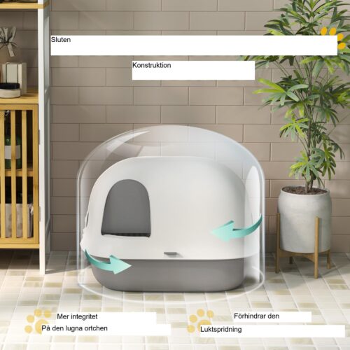 Kattlåda med lock | Halvstängd design för luktkontroll och enkel rengöring | Kompakt för små katter under 3,5 kg
