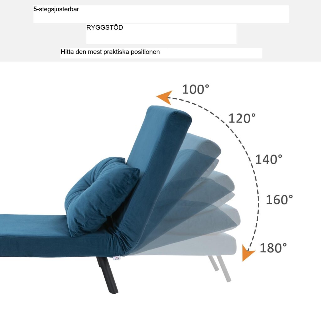 Bäddsoffa Fåtölj med justerbart ryggstöd / Gästsängsfunktion / Sammetsklädsel för platsbesparande komfort