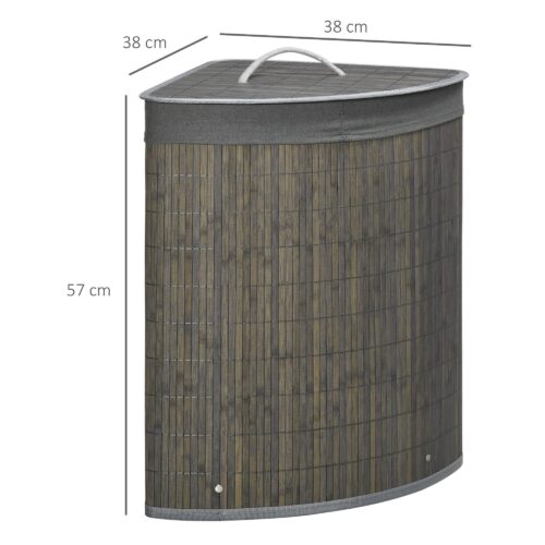Fyrkantig tvättkorg i bambu med hög kapacitet med avtagbar påse och lock | 55L och platsbesparande design