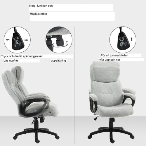 Ergonomisk vippa kontorsstol – skumvadderad komfort och justerbar höjdvridfunktion