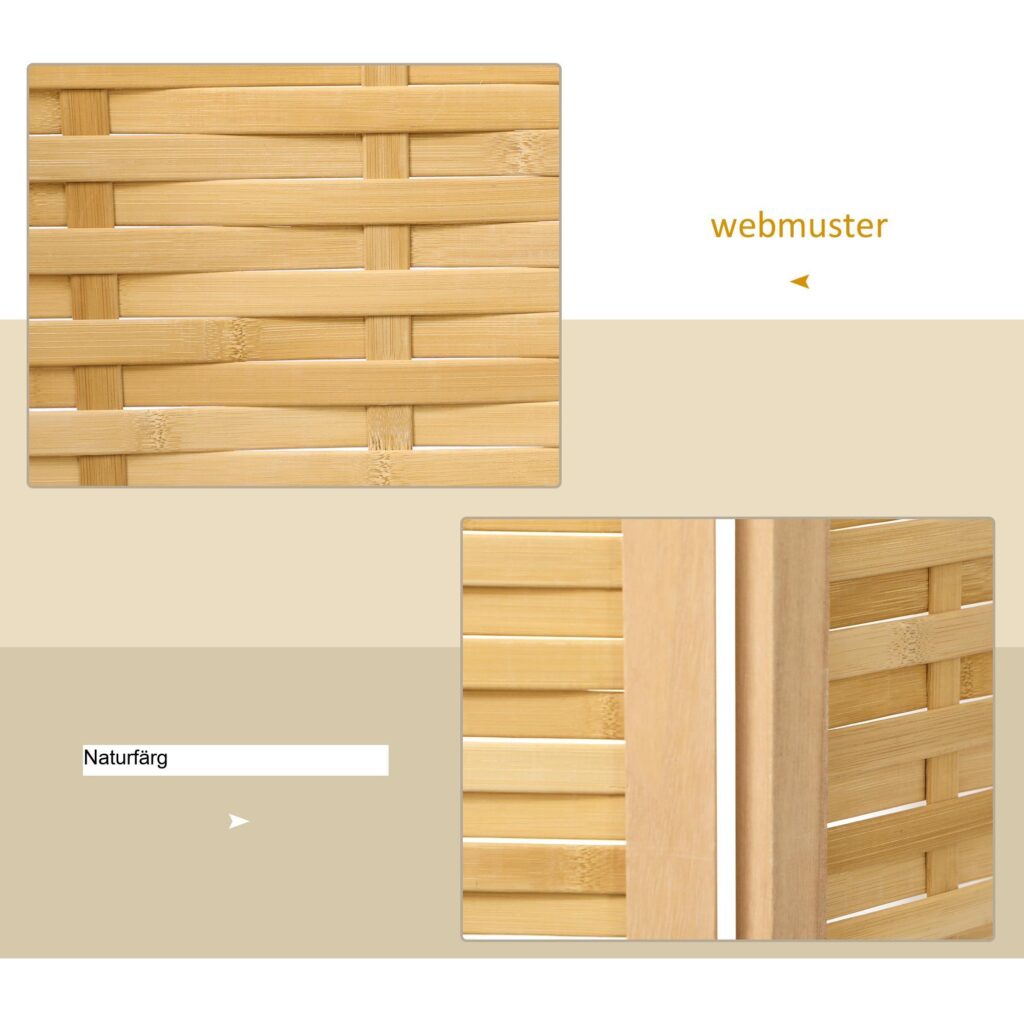 3-panel vikbar bambu sekretessskärm med handvävd design - omedelbar integritet, enkel förvaring