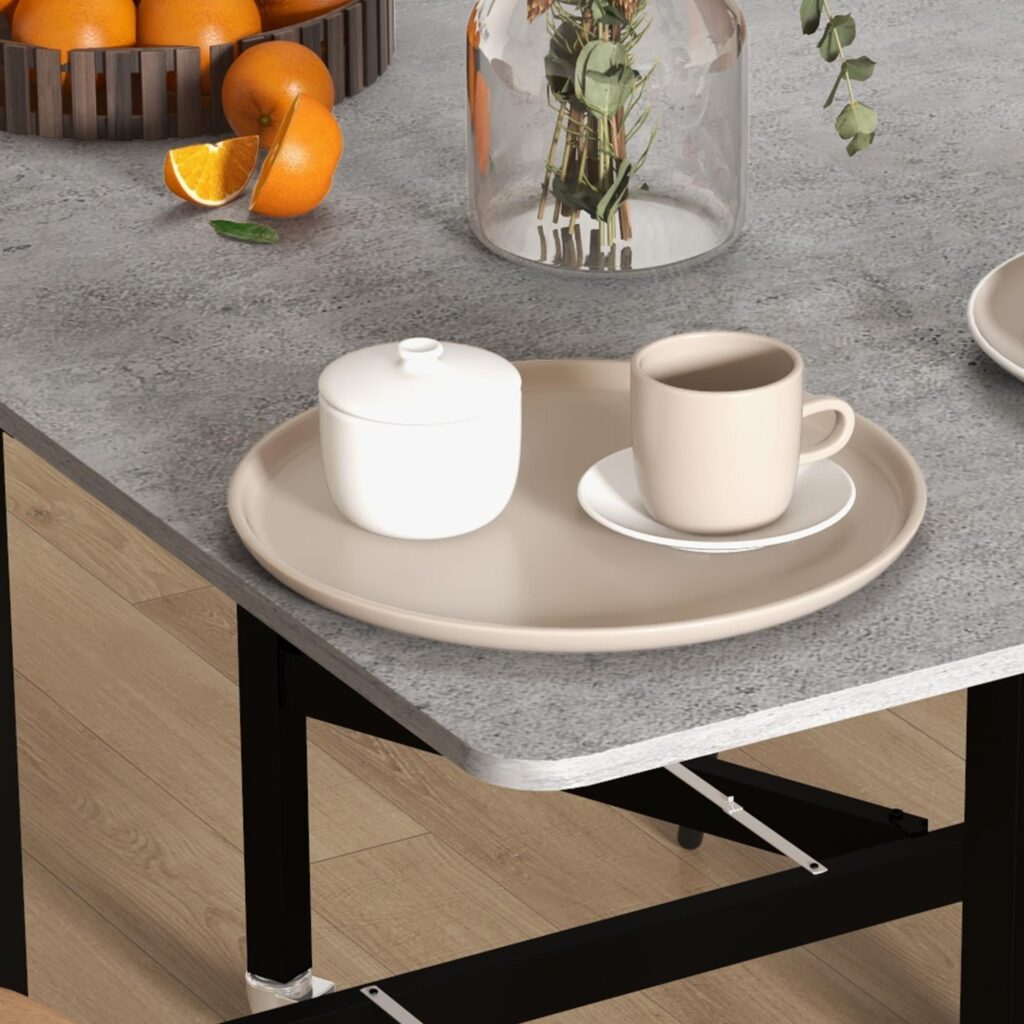 Hopfällbart matbord med hjul för 4-6 personer | Utbyggbar design, platsbesparande och lätt att flytta