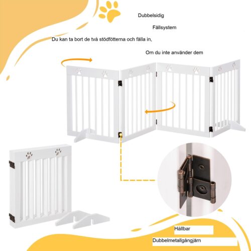 4-delad hundbarriärgrind med hopfällbar design – robust furu och platsbesparande förvaring för små hundar
