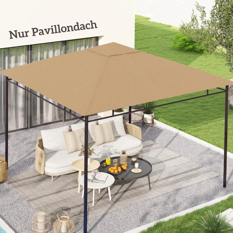 Snabbtält takbyte för 2,98×2,95m lusthus – Högkvalitativt solskydd med väderbeständigt polyestertyg, UV-beständigt och enkelt att installera