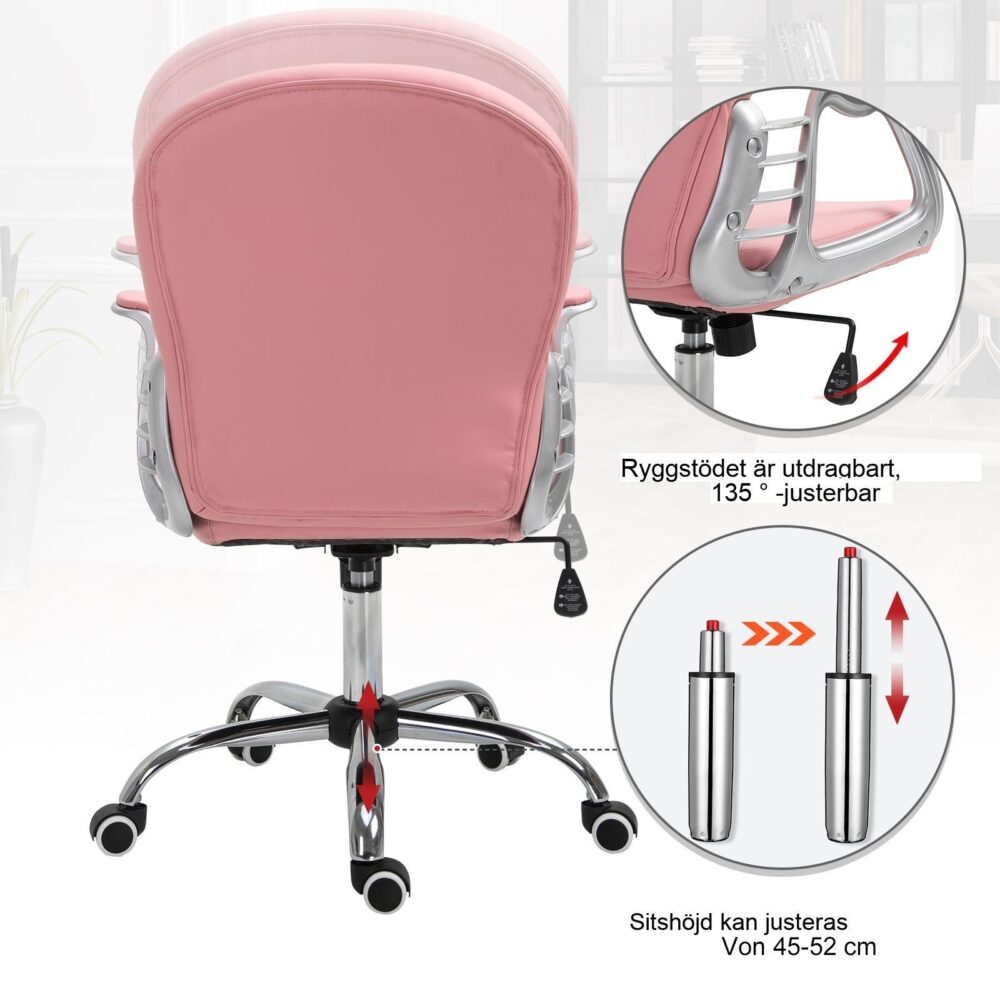 Ergonomisk chefsstol med diamantknappar – mjukt PU-läder, justerbar höjd