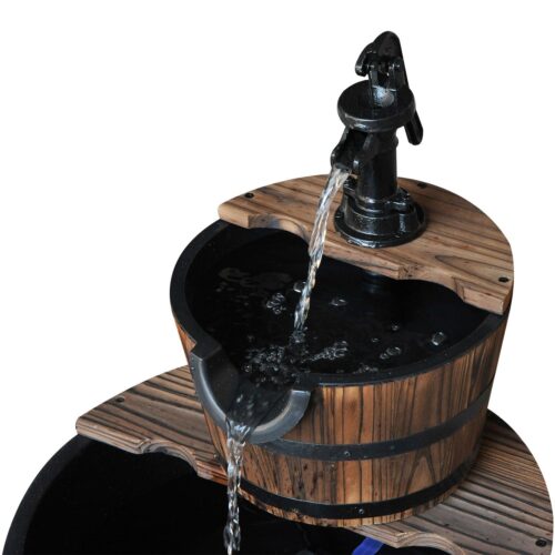 2-Stage Rustic Cascade Fountain | Fast gran trädesign, dekorativ pump och enkel vattenflödesreglering