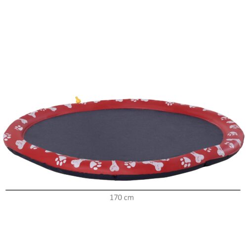 Halkfri hundpool med justerbar vattenstråle, 170 cm diameter för stora hundar – Hållbar och hopfällbar design