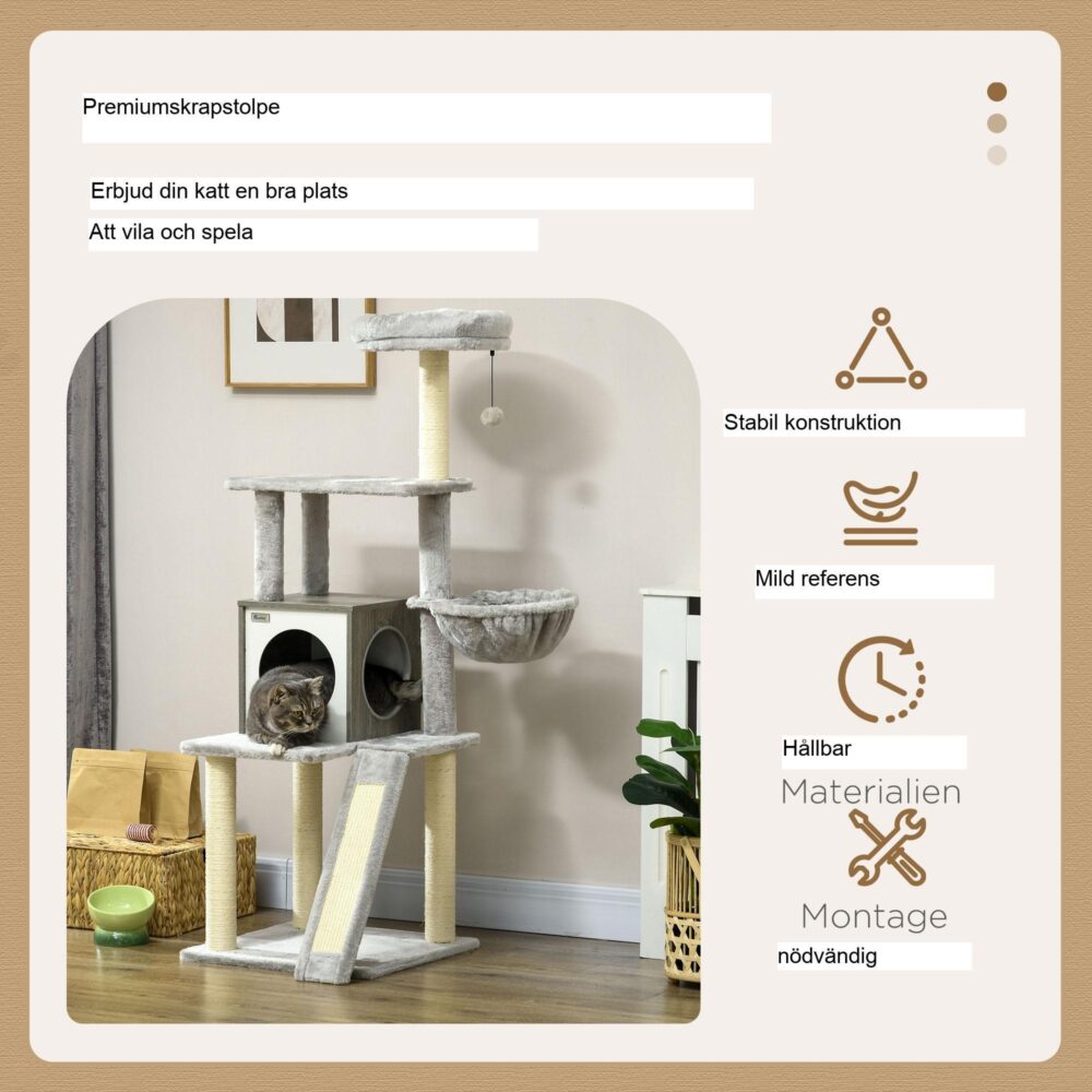 Klösträd 1415 cm med klösrotta och lekboll – Komplett Kattparadis | Robust och modern design
